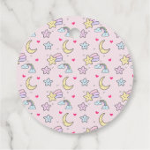 パステルピンクの月、星、雲のパターン フェイバータグ (裏面)