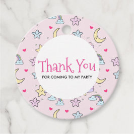 パステルピンクの月、星、雲のパターン フェイバータグ