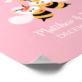 パステルピンクの歓迎結婚サイン ポスター (角)