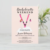 パステルピンクの水の色のスキーバチェロレッテ週末 招待状 (スタンド正面)