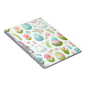 パステルピンクの水の色イースターバニーと花 ノートブック (右側)