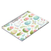 パステルピンクの水の色イースターバニーと花 ノートブック (左側)