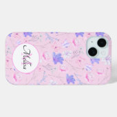 パステルピンクの水彩フラワーバタフライモノグラム Case-Mate iPhoneケース (裏面 (横))