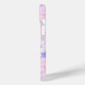 パステルピンクの水彩フラワーバタフライモノグラム Case-Mate iPhoneケース (裏面 / 左)