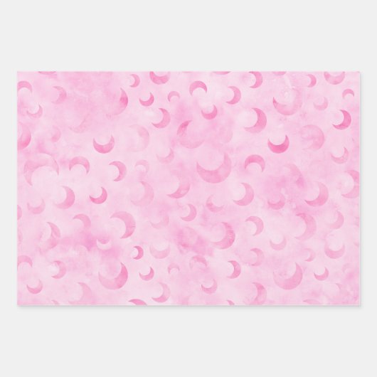 パステルピンクの水彩幾何学的な月プリント ラッピングペーパーシート (正面2)