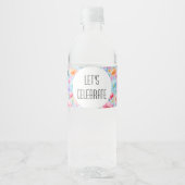 パステルピンクの水彩画にメッセージ ペットボトルラベル (正面)