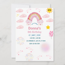 パステルピンクの水彩画のかわいい虹の小さな女の子