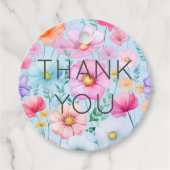 パステルピンクの水彩花イラストの花嫁のシャワー フェイバータグ (正面)