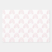 パステルピンクの水彩虹の行 ラッピングペーパーシート (正面3)