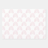 パステルピンクの水彩虹の行 ラッピングペーパーシート (正面2)