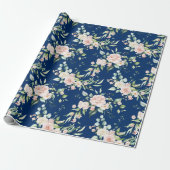 パステルピンクの水色のバラパターン ラッピングペーパー (アンロールド)