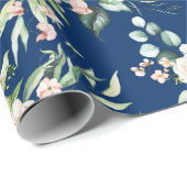 パステルピンクの水色のバラパターン ラッピングペーパー (ロールコーナー)