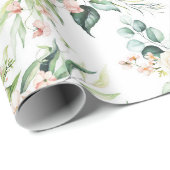 パステルピンクの水色のバラパターン ラッピングペーパー (ロールコーナー)