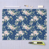 パステルピンクの水色のバラパターン 薄葉紙 (クラフト)