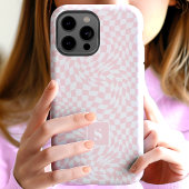パステルピンクの波状チェックモノグラム Case-Mate iPhoneケース