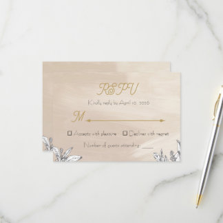 パステルピンクの結婚式RSVPカード 出欠カード