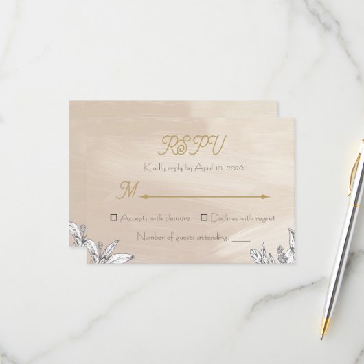 パステルピンクの結婚式RSVPカード 出欠カード (正面/裏面インサイチュ)