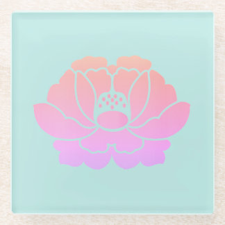 パステルピンクの芍薬 ガラスコースター