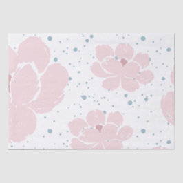 パステルピンクの花とパステルブルーの白 薄葉紙