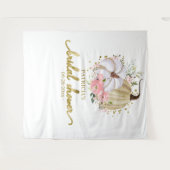 パステルピンクの花とパンプキンの秋のブライダルシャワー背景 タペストリー (正面(横))