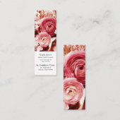 パステルピンクの花のしおり スキニー名刺 (正面/裏面)