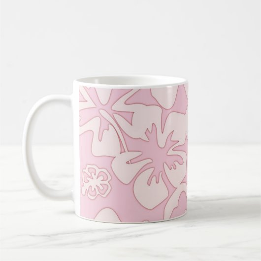 パステルピンクの花のアート コーヒーマグカップ (左)