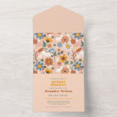 パステルピンクの花のベイビーシャワーの招待状 オールインワン招待状 (内側)