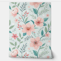 パステルピンクの花のボタニカル壁紙