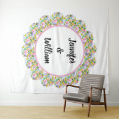 パステルピンクの花のロマンチックなウェディングバックドロップ タペストリー (インサイチュ(横))