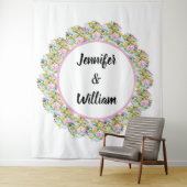 パステルピンクの花のロマンチックなウェディングバックドロップ タペストリー (インサイチュ)