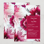 パステルピンクの花の抽象的なローズブームの招待状 (正面/裏面)