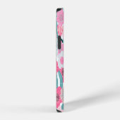 パステルピンクの花の抽象的パターン iPhoneケース (右側面)