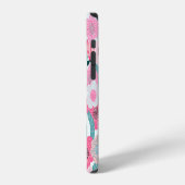 パステルピンクの花の抽象的パターン iPhoneケース (左側面)