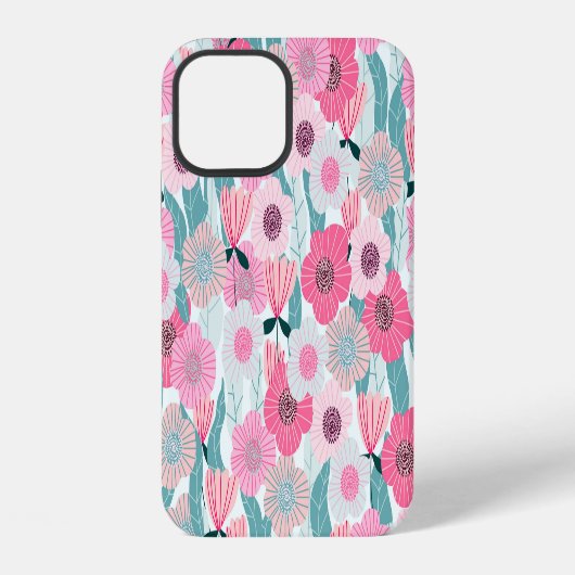 パステルピンクの花の抽象的パターン iPhoneケース (裏面)
