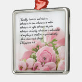パステルピンクの花バイブル詩 メタルオーナメント (左)