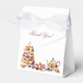 パステルピンクの花柄 ライラック おとぎ話のような ティー ブライダル シャワー フェイバーボックス (正面サイド)