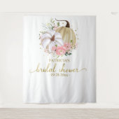 パステルピンクの花模様 秋のブライダルシャワー 背景 タペストリー (正面)