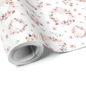 パステルピンクの花輪 ラッピングペーパー (ロールコーナー)