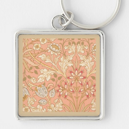 パステルピンクの花 キーホルダー (正面)