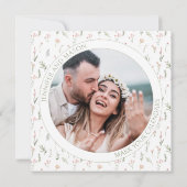 パステルピンクの花Save the Date photo invitation (裏面)