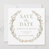 パステルピンクの花Save the Date photo invitation (正面)