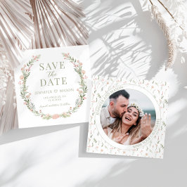 パステルピンクの花Save the Date photo invitation