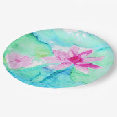 パステルピンクの蓮の花 水彩画 ペーパープレート (アングル)