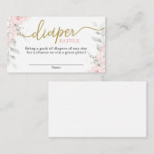 パステルピンクの赤ちゃんシャワーおむつラッフル エンクロージャーカード (正面/裏面)
