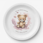 パステルピンクの赤ちゃんシャワーを心待ち ペーパープレート (正面)