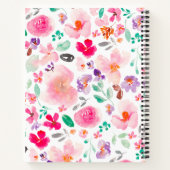 パステルピンクの野生の花フローラの水彩パターン ノートブック (裏面)