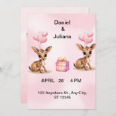 パステルピンクの風船 ウェディング招待状テンプレート、 セーブザデート (正面/裏面)