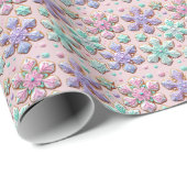 パステルピンクの3Dスノーフレーク ラッピングペーパー (ロールコーナー)