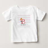 パステルピンクの“B”モノグラムバレリーナ ベビーTシャツ (正面)