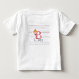 パステルピンクの“B”モノグラムバレリーナ ベビーTシャツ